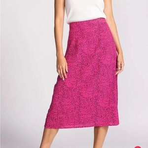 Pink martini hot pink midi skirt with black spots XS